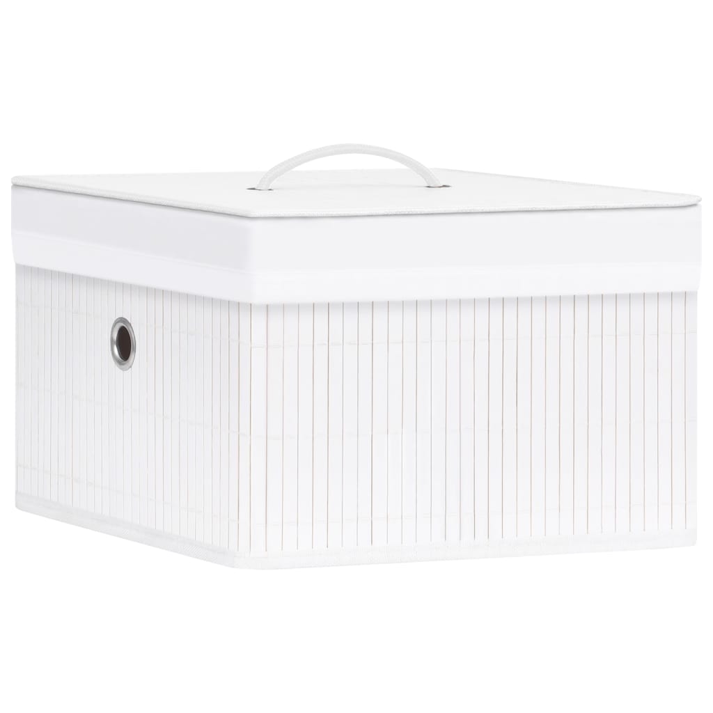 Boîtes de rangement en bambou 4 pcs Blanc