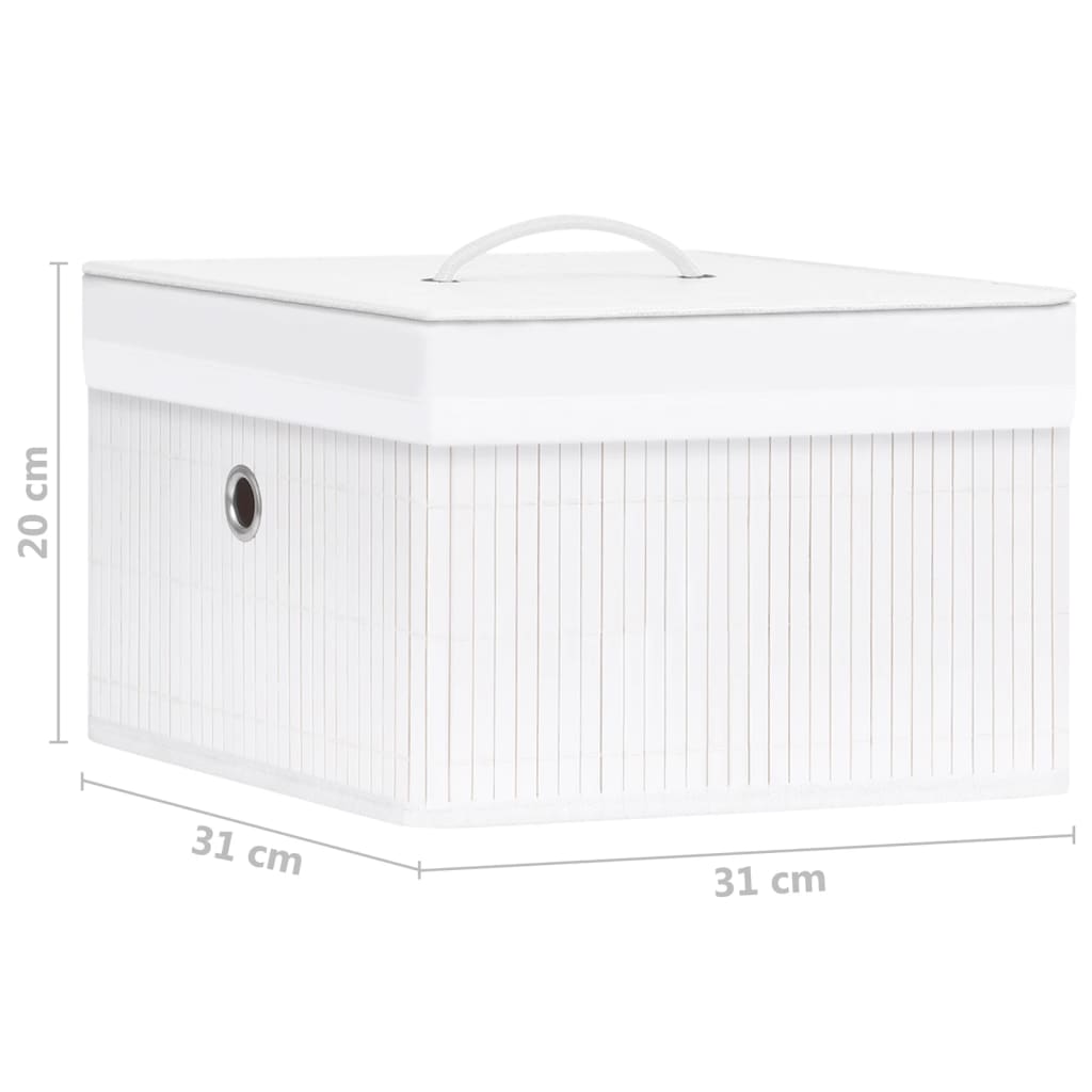 Boîtes de rangement en bambou 4 pcs Blanc