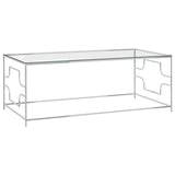 Couchtisch Silber 120x60x45 cm Edelstahl und Glas