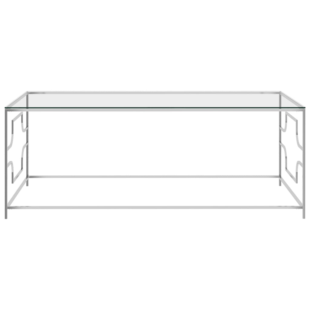 Couchtisch Silber 120x60x45 cm Edelstahl und Glas