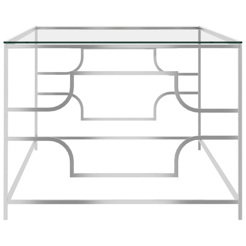 Couchtisch Silber 120x60x45 cm Edelstahl und Glas