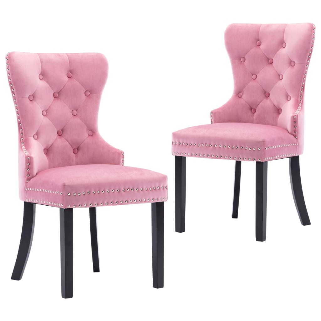 Chaises à manger lot de 2 rose velours