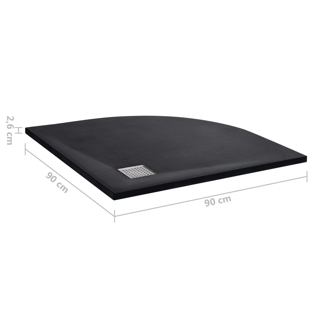 SMC Black Shower Tray 90x90 cm