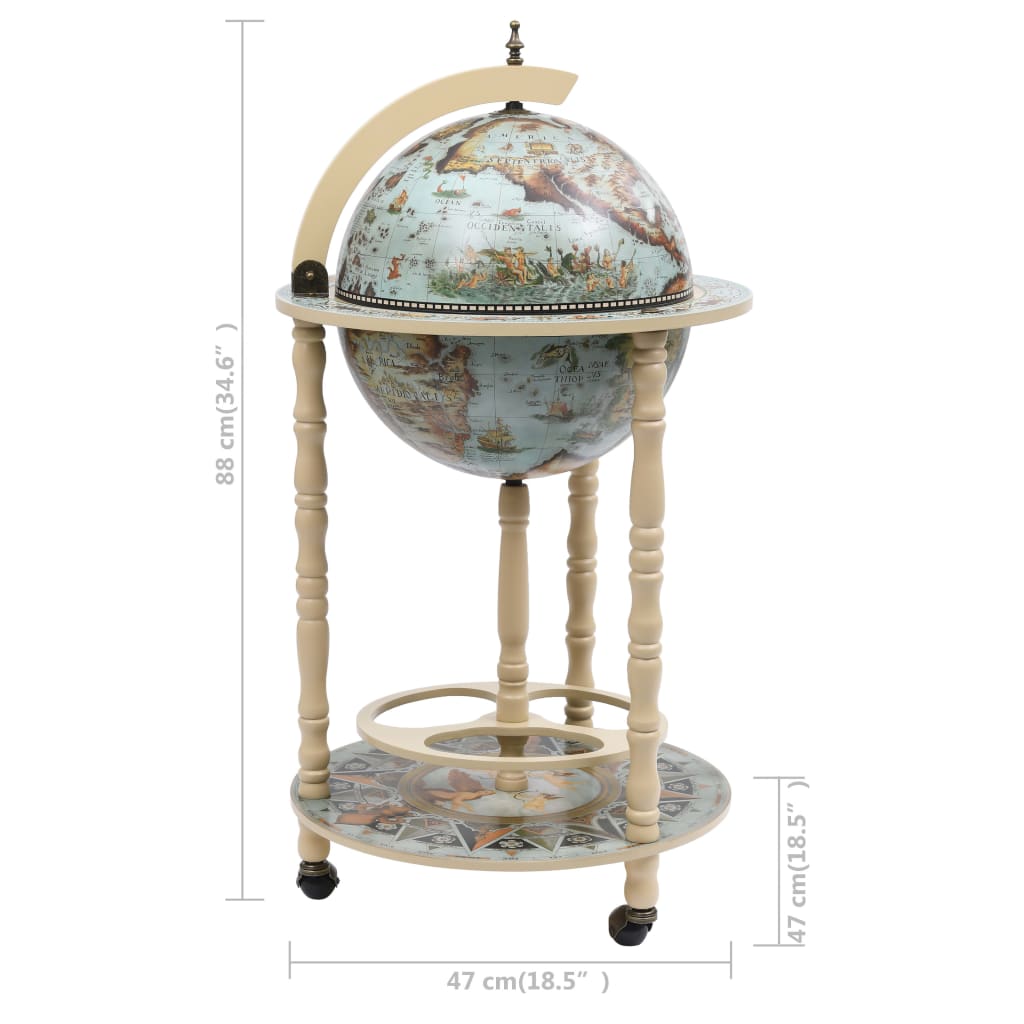 Bar sous forme de globe Bois d'eucalyptus Bleu