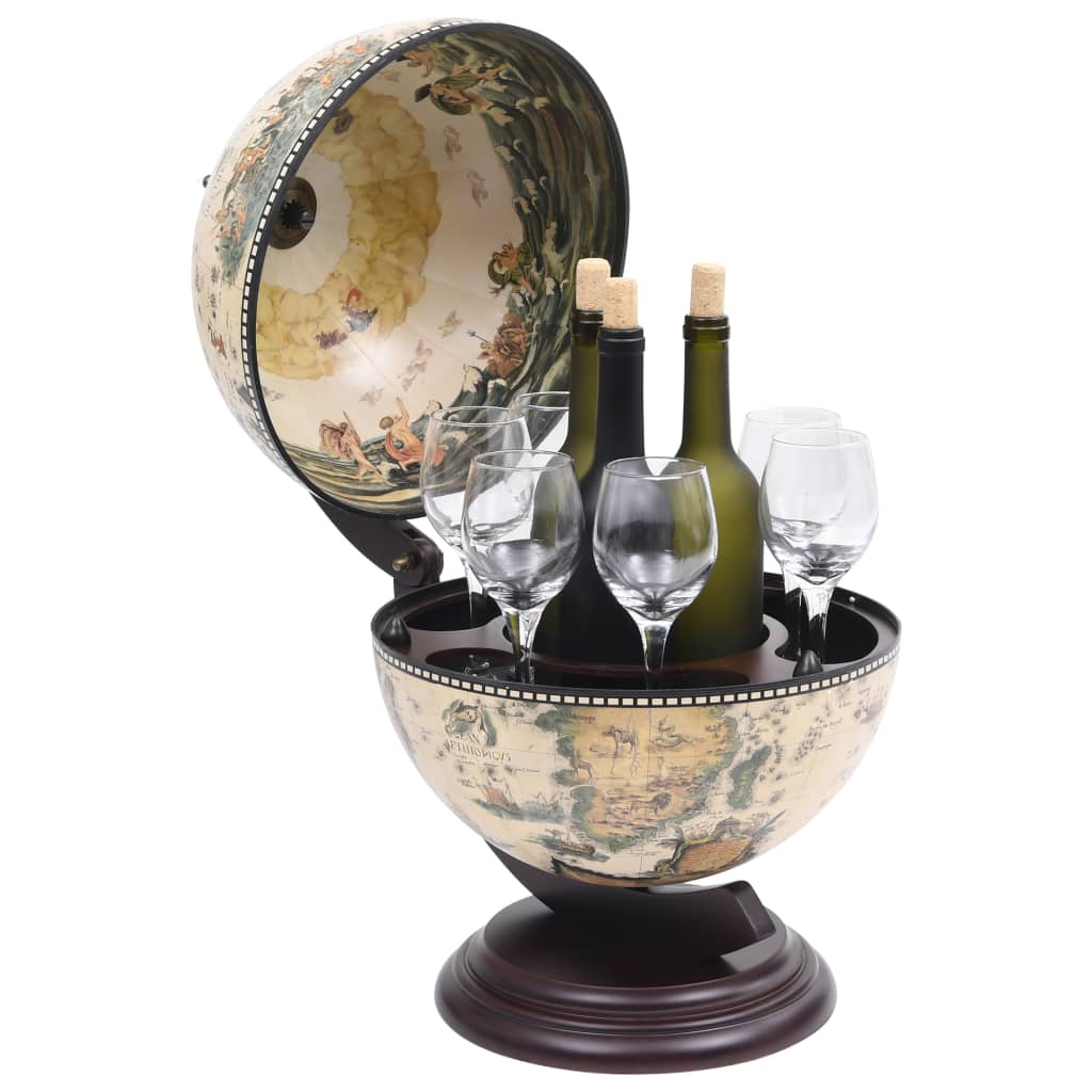 Support de vin globe de dessus de table Bois d'eucalyptus Blanc