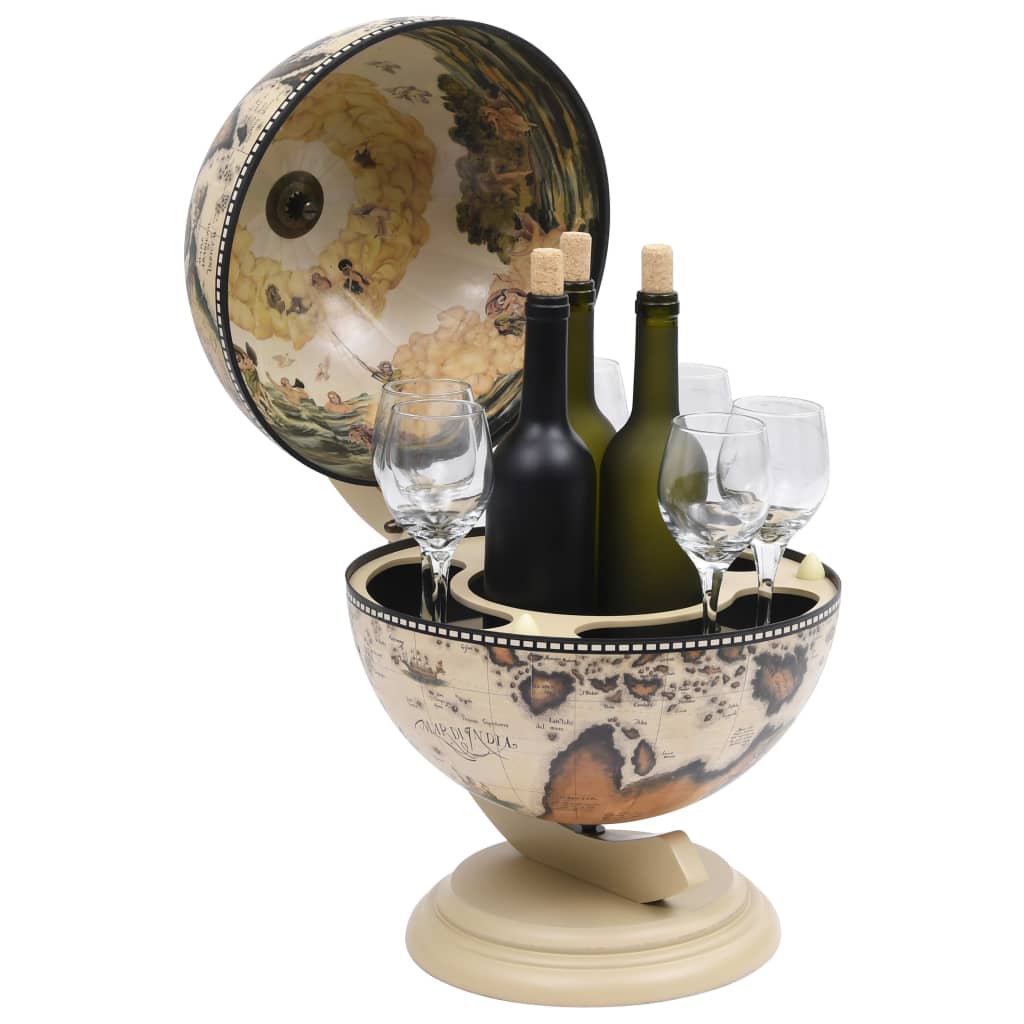 Support de vin globe de dessus de table Bois d'eucalyptus Blanc