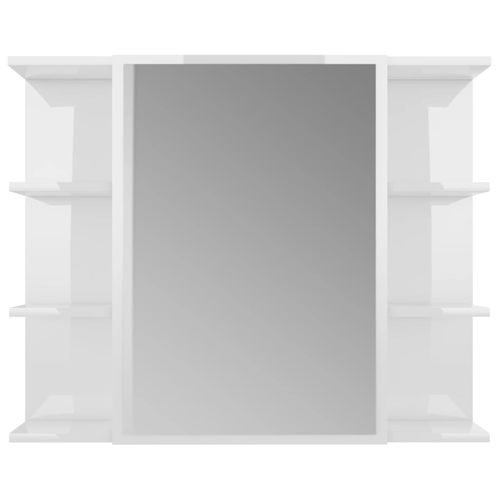 Armoire à miroir de bain Blanc brillant Bois d’ingénierie