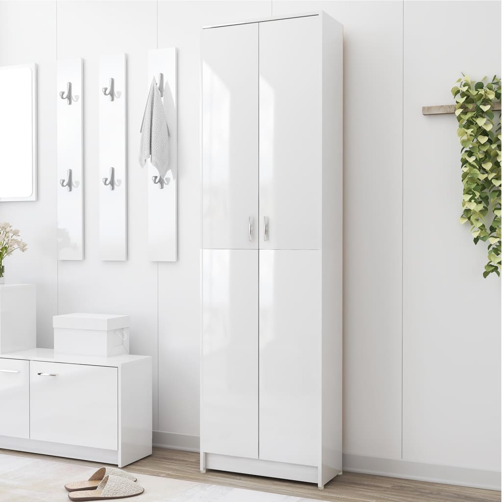 Garde-robe de couloir Blanc brillant Bois d'ingénierie