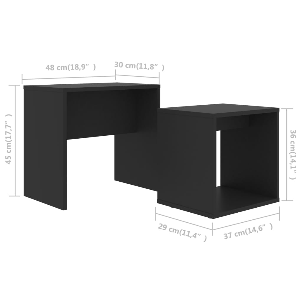 Ensemble de table basse Noir 48x30x45 cm Bois d'ingénierie