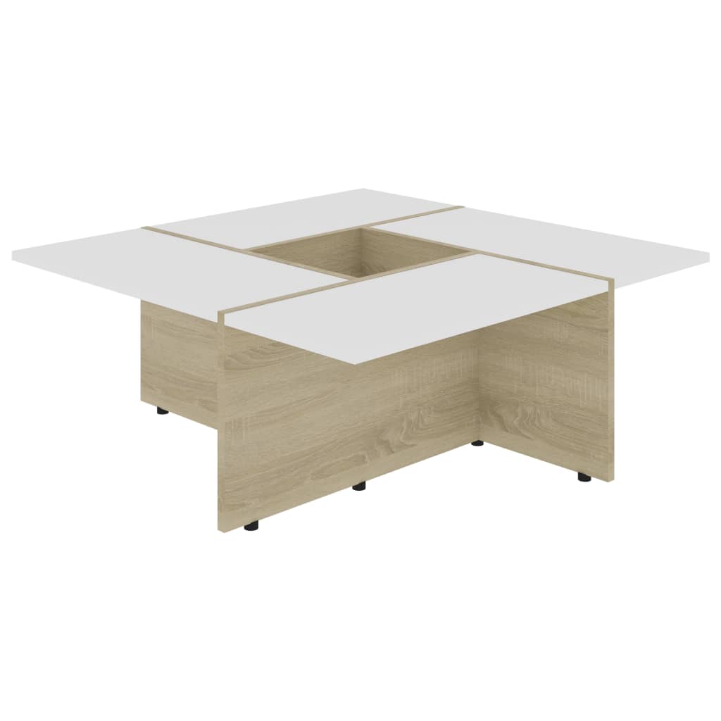 Table basse Blanc chêne sonoma 79,5x79,5x30cm Bois d'ingénierie