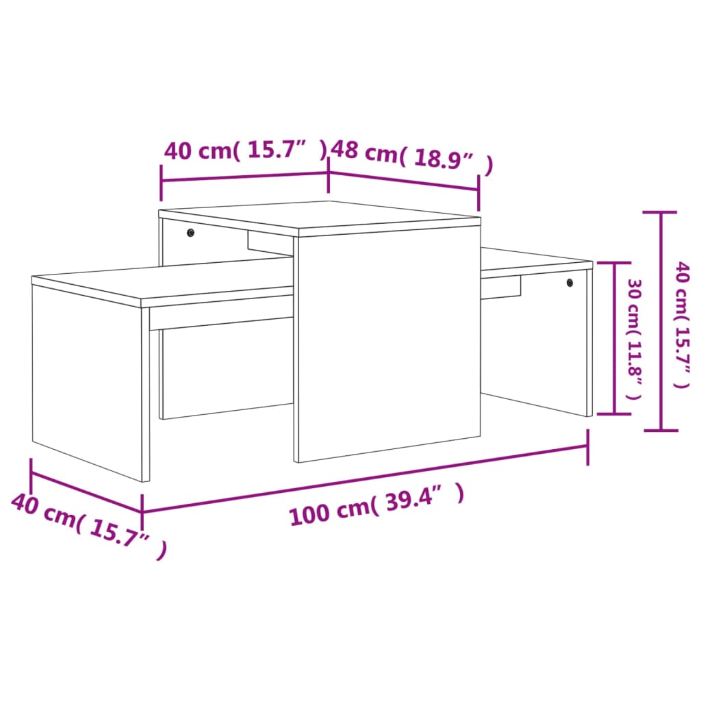 Sonoma Oak Engineered Wood Coffee Table Set