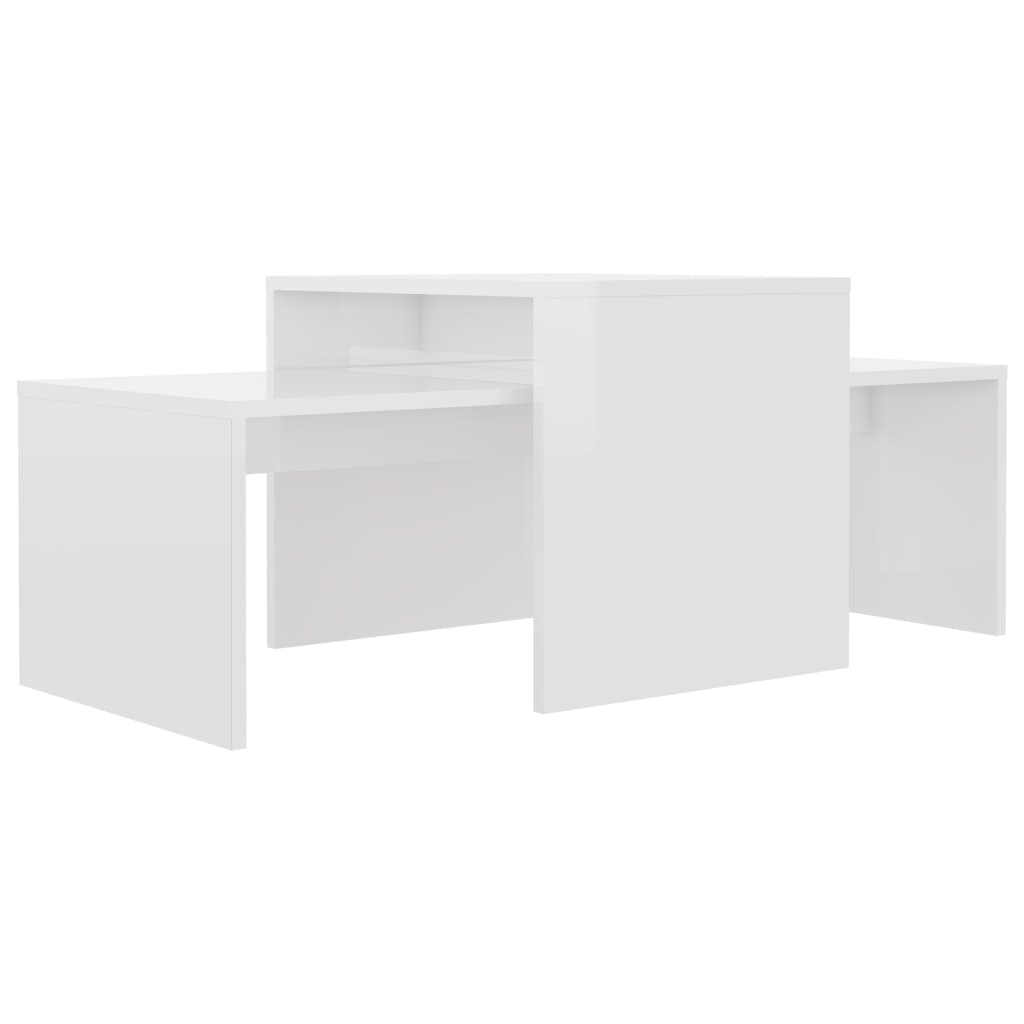 Ensemble de table basse Blanc brillant Bois d’ingénierie