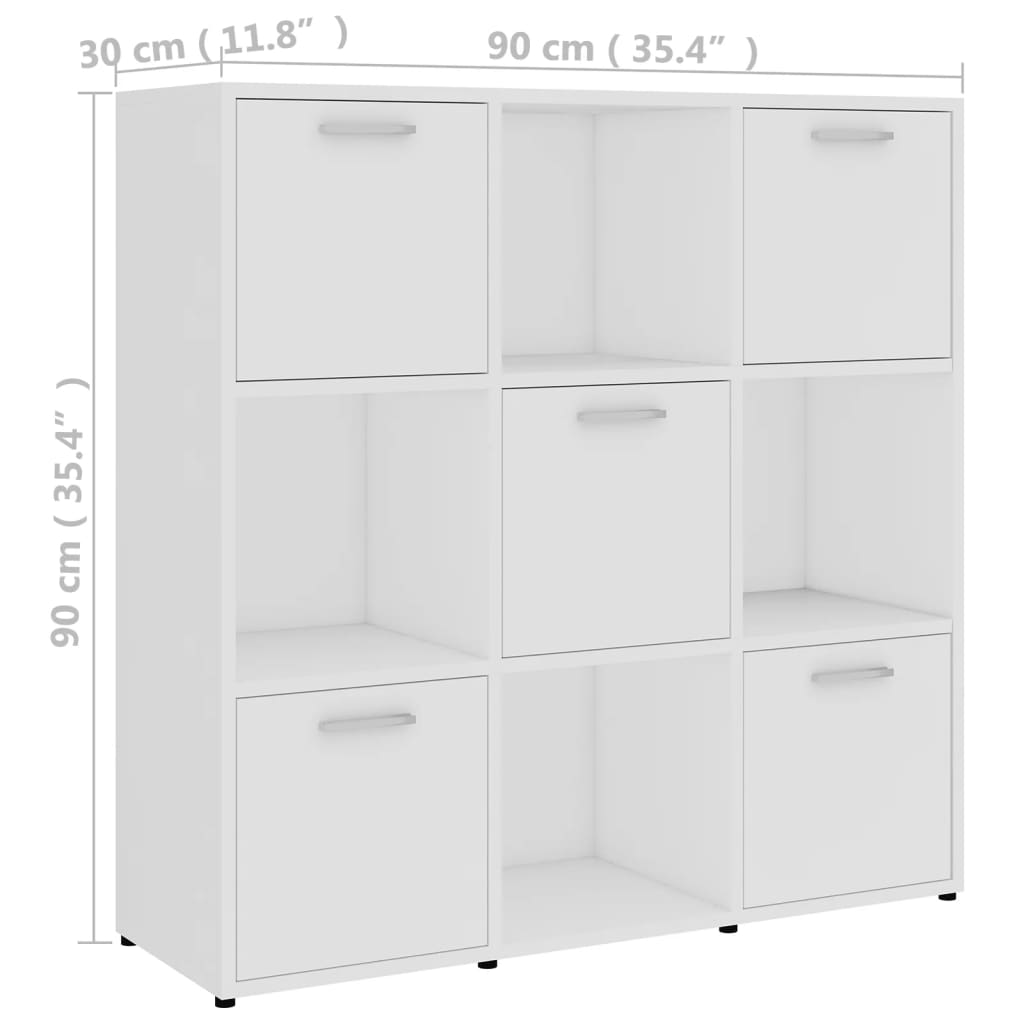 Bibliothèque Blanc 90x30x90 cm Bois d’ingénierie