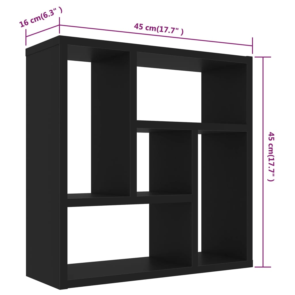 Étagère murale Noir 45,1x16x45,1 cm Bois d’ingénierie