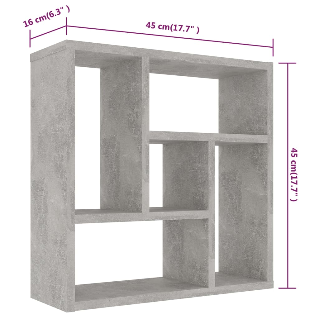 Étagère murale Gris béton 45,1x16x45,1 cm Bois d’ingénierie