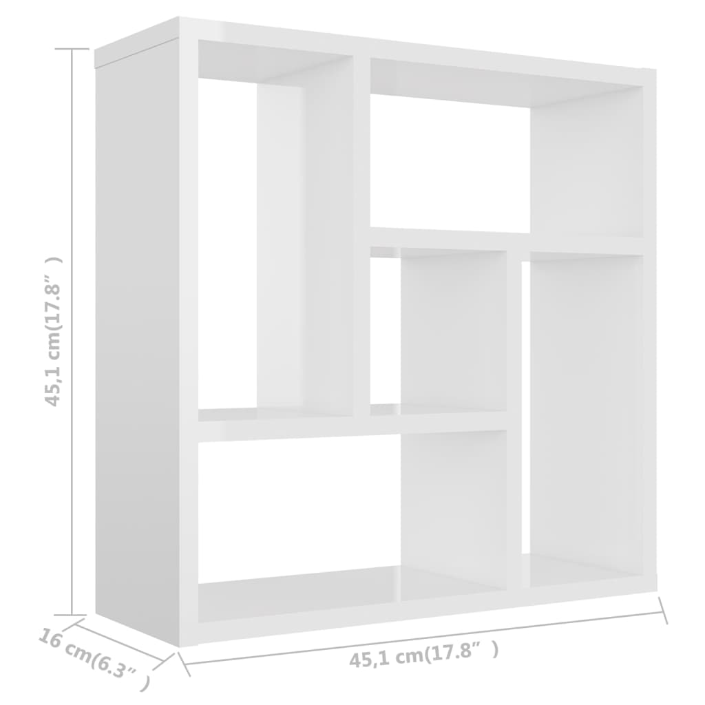 Étagère murale Blanc brillant 45,1x16x45,1 cm Bois d’ingénierie