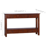 Table console Marron classique 120x30x75cm Bois d'acajou massif