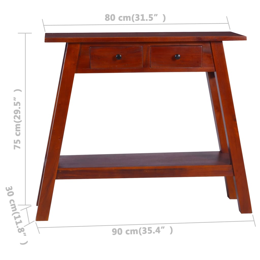 Table console Marron classique 90x30x75 cm Bois d'acajou massif