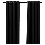 Rideaux occultants Aspect lin avec œillets 2 pcs Noir 140x175cm