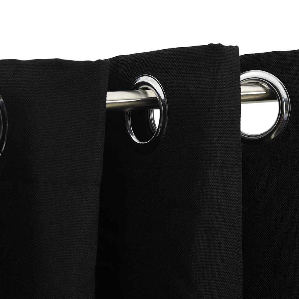 Rideaux occultants Aspect lin avec œillets 2 pcs Noir 140x175cm