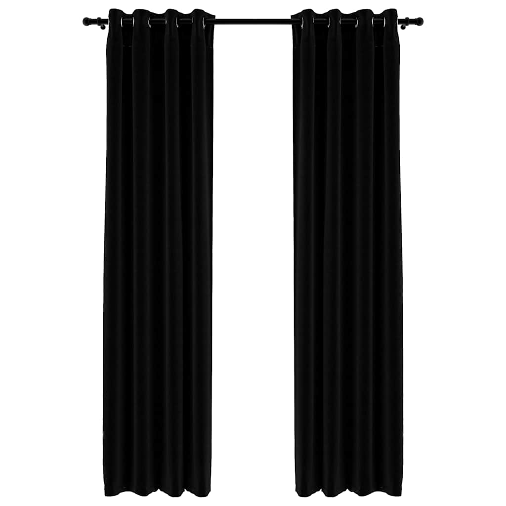 Rideaux occultants Aspect lin avec œillets 2 pcs Noir 140x225cm