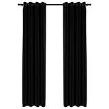 Rideaux occultants Aspect lin avec œillets 2 pcs Noir 140x225cm