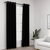 Rideaux occultants Aspect lin avec œillets 2 pcs Noir 140x225cm