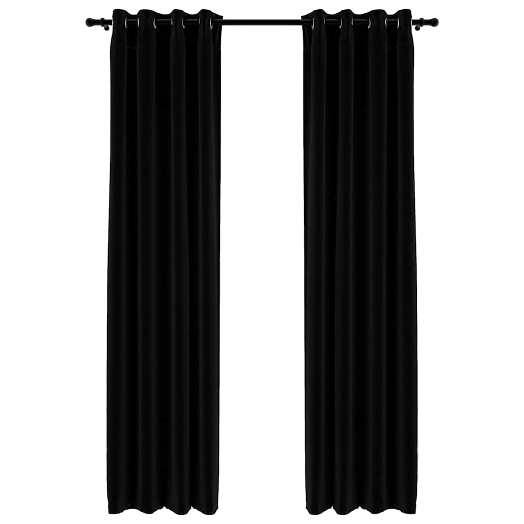 Rideaux occultants Aspect lin avec œillets 2 pcs Noir 140x245cm