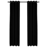 Rideaux occultants Aspect lin avec œillets 2 pcs Noir 140x245cm