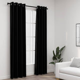 Rideaux occultants Aspect lin avec œillets 2 pcs Noir 140x245cm