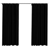 Rideaux occultants aspect lin avec crochets 2pcs Noir 140x175cm