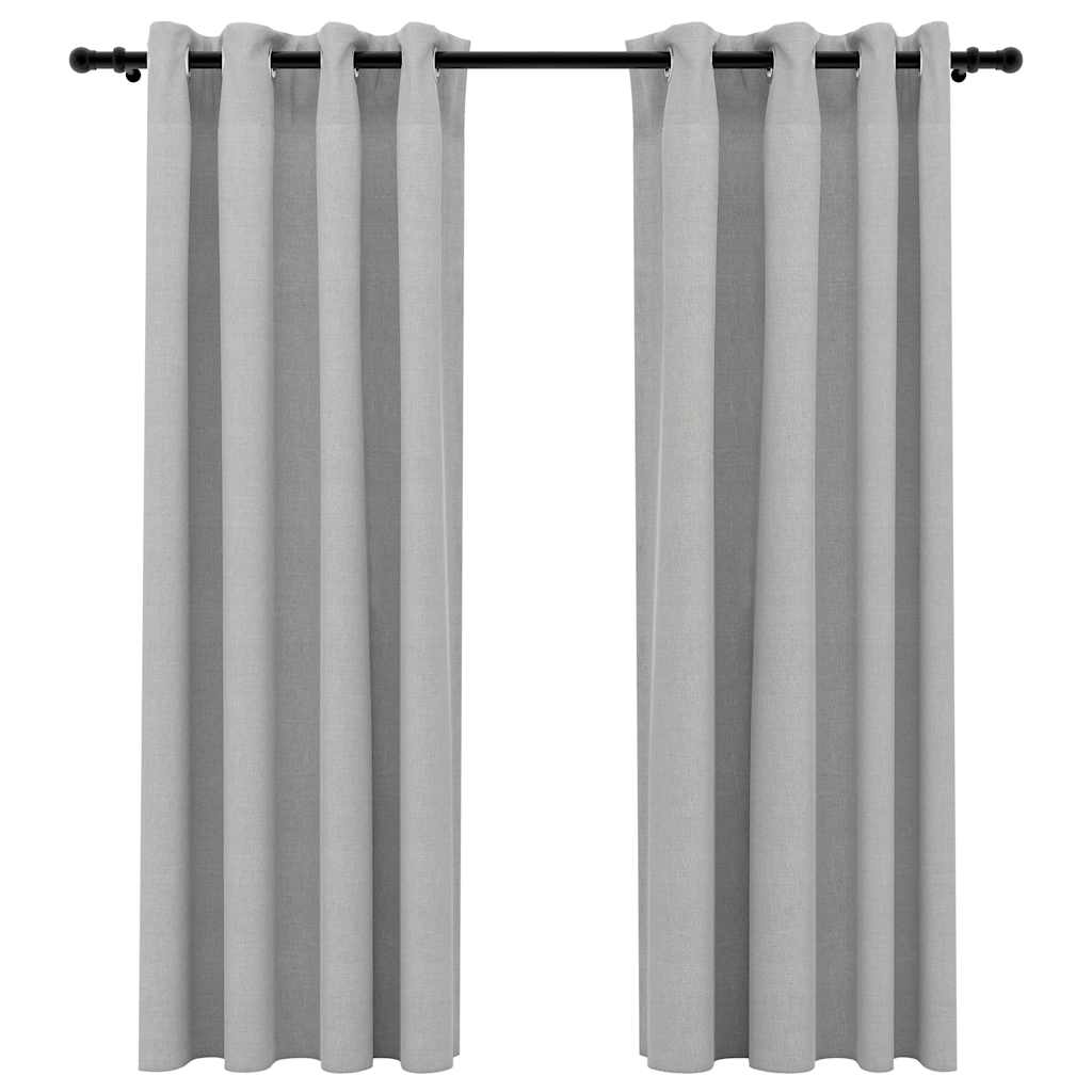 Rideaux occultants Aspect lin avec œillets 2 pcs Gris 140x175cm