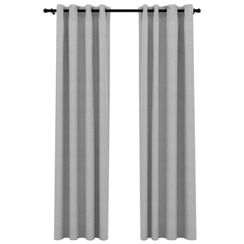 Rideaux occultants Aspect lin avec œillets 2 pcs Gris 140x225cm