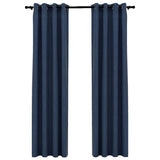 Rideaux occultants Aspect lin avec œillets 2 pcs Bleu 140x225cm