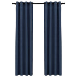 Rideaux occultants Aspect lin avec œillets 2 pcs Bleu 140x245cm