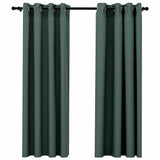 Rideaux occultants Aspect lin avec œillets 2 pcs Vert 140x175cm