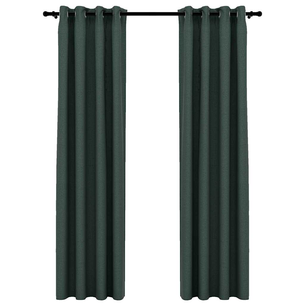 Rideaux occultants Aspect lin avec œillets 2 pcs Vert 140x225cm