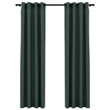 Rideaux occultants Aspect lin avec œillets 2 pcs Vert 140x225cm