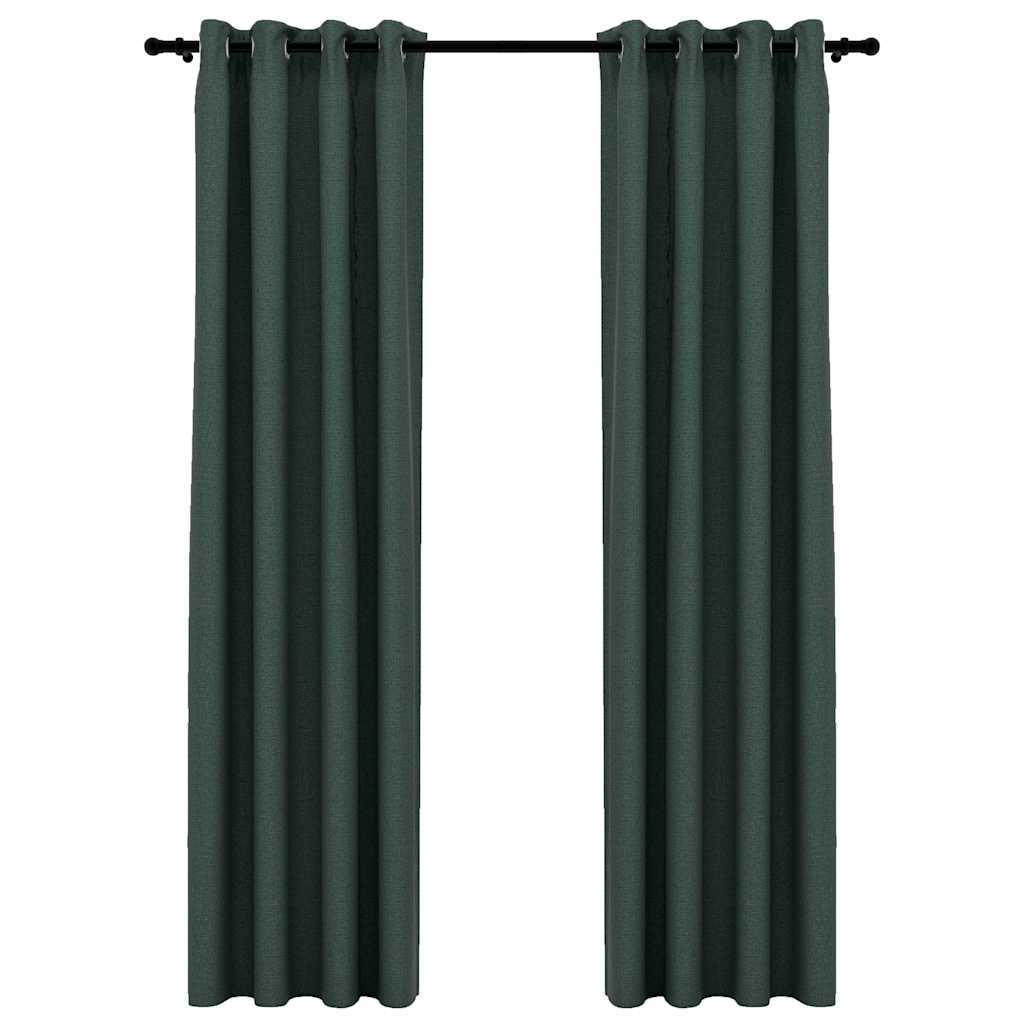 Rideaux occultants Aspect lin avec œillets 2 pcs Vert 140x245cm