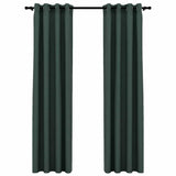 Rideaux occultants Aspect lin avec œillets 2 pcs Vert 140x245cm