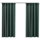 Rideaux occultants aspect lin avec crochets 2pcs Vert 140x175cm