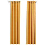 Rideaux occultants Aspect lin à œillets 2 pcs Jaune 140x225 cm