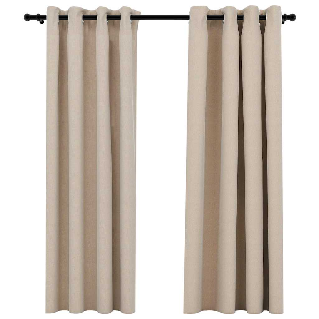 Rideaux occultants aspect lin avec œillets 2pcs beige 140x175cm