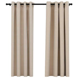 Rideaux occultants aspect lin avec œillets 2pcs beige 140x175cm