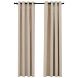 Rideaux occultants aspect lin avec œillets 2pcs beige 140x225cm