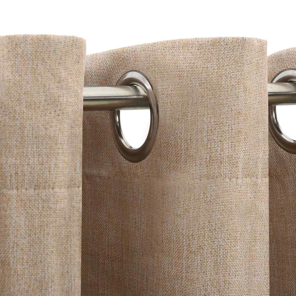 Rideaux occultants aspect lin avec œillets 2pcs beige 140x225cm