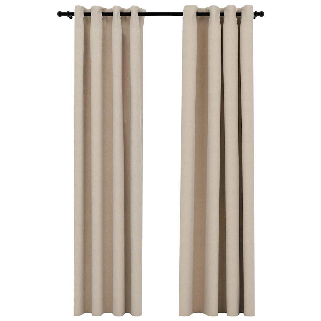 Rideaux occultants aspect lin avec œillets 2pcs beige 140x245cm