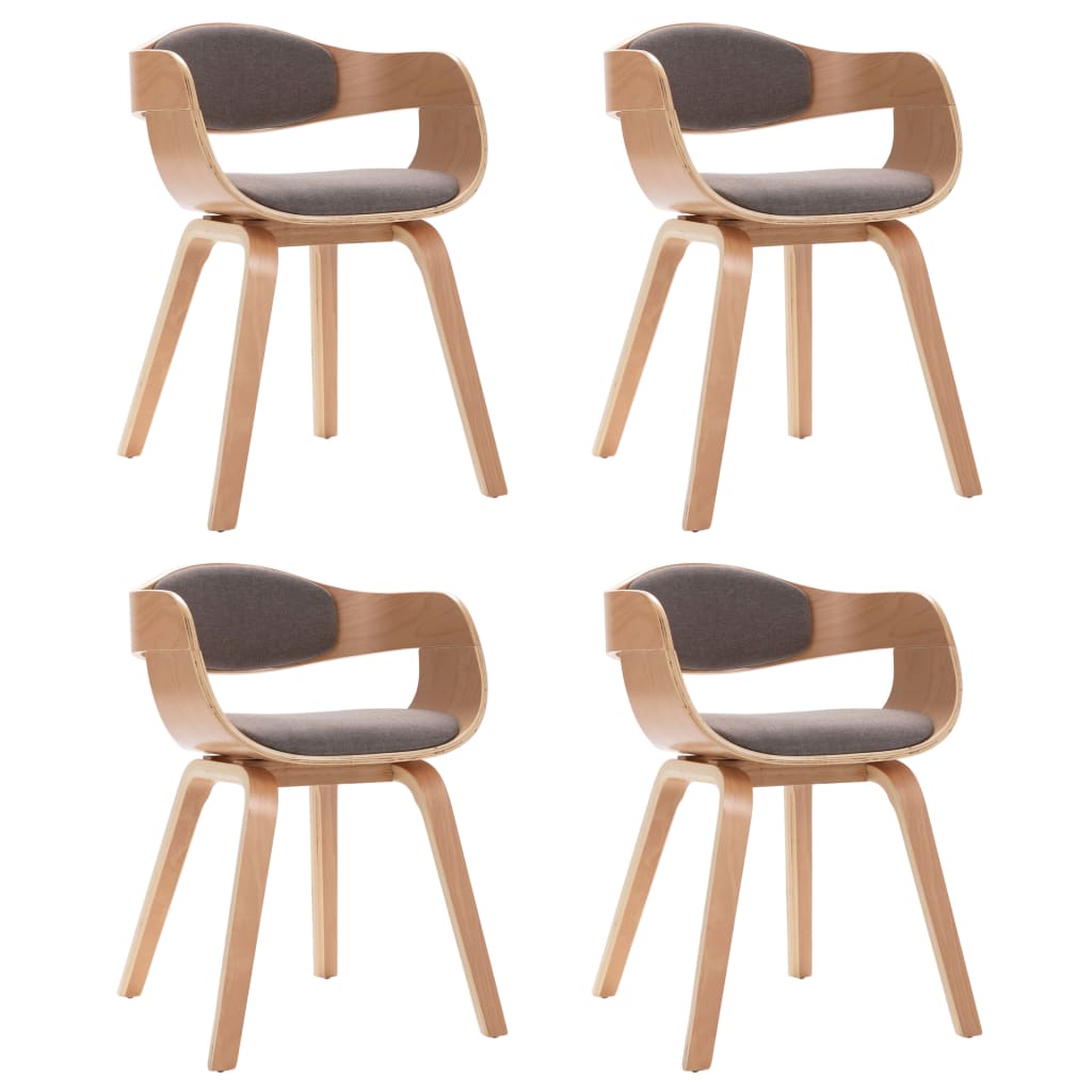 Chaises à manger lot de 4 bois courbé et tissu taupe