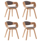 Chaises à manger lot de 4 bois courbé et tissu taupe