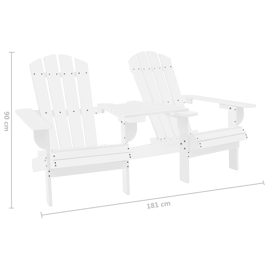 Adirondack-Gartenstühle mit Tisch aus weißem Tannenholz